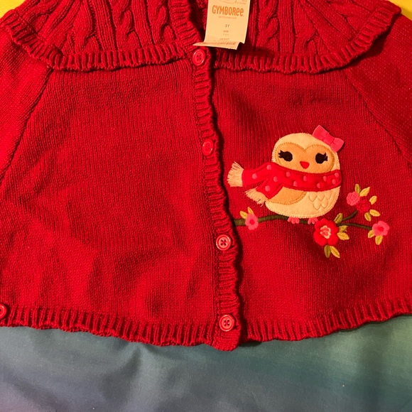 Adorable Gymboree 3T dark red maroon owl capelet with buttons for arms New tags - Picture 2 of 3